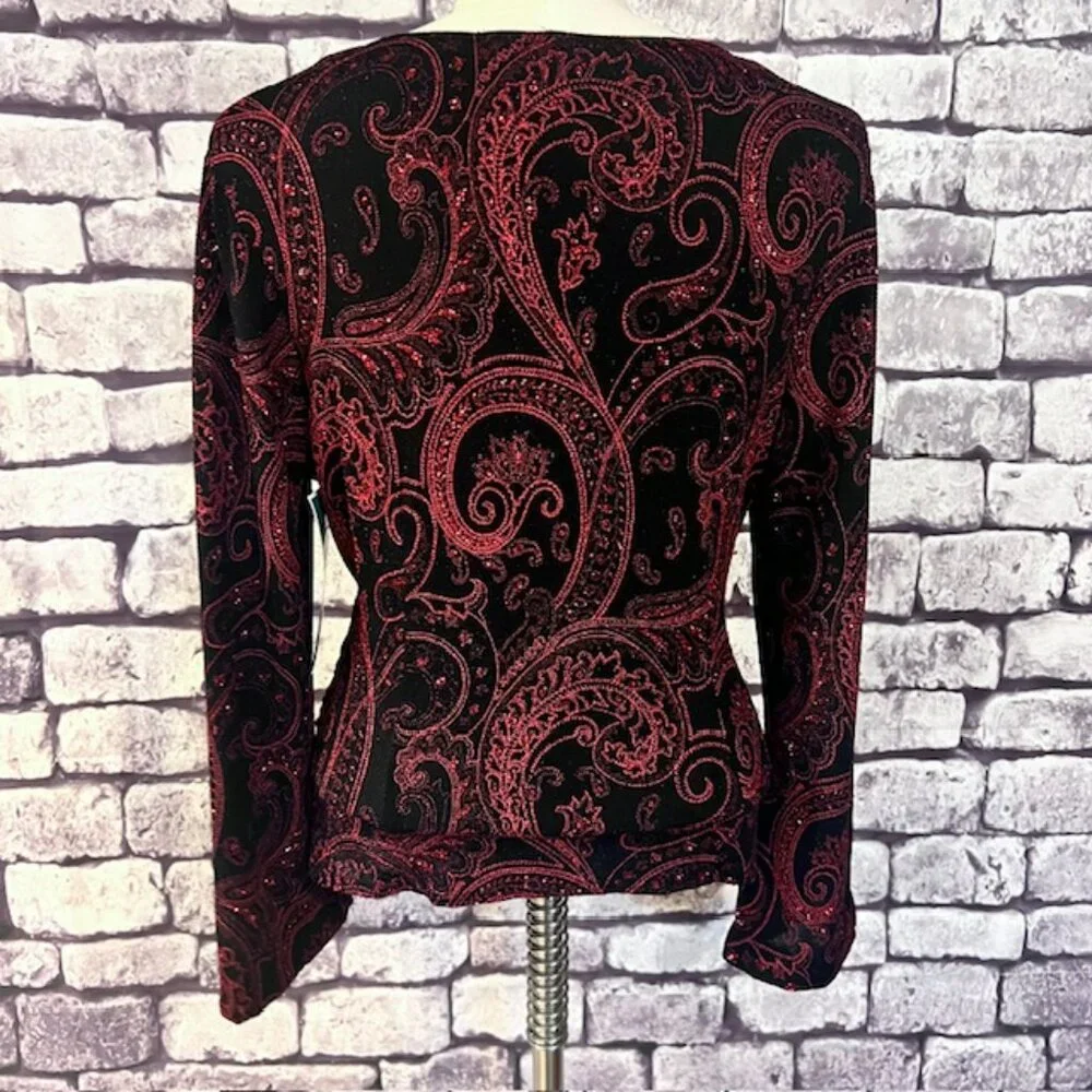 MSK Red & Black Wrap Style Top Size Large - Picture 5 of 8